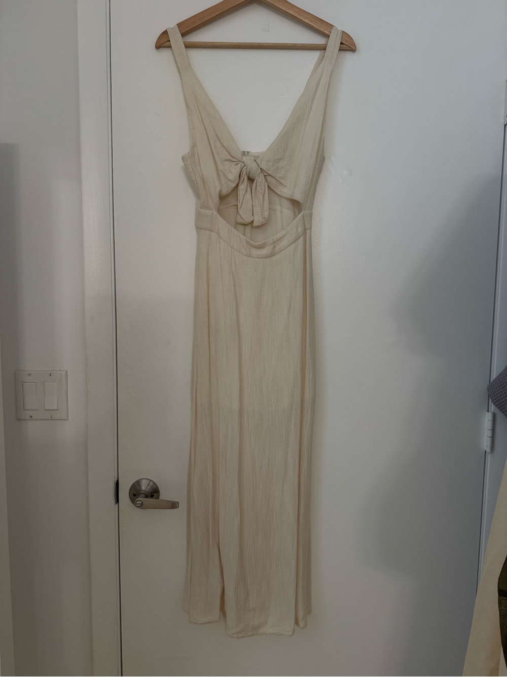 zinc Cream Midi Dress with Front Tie, S